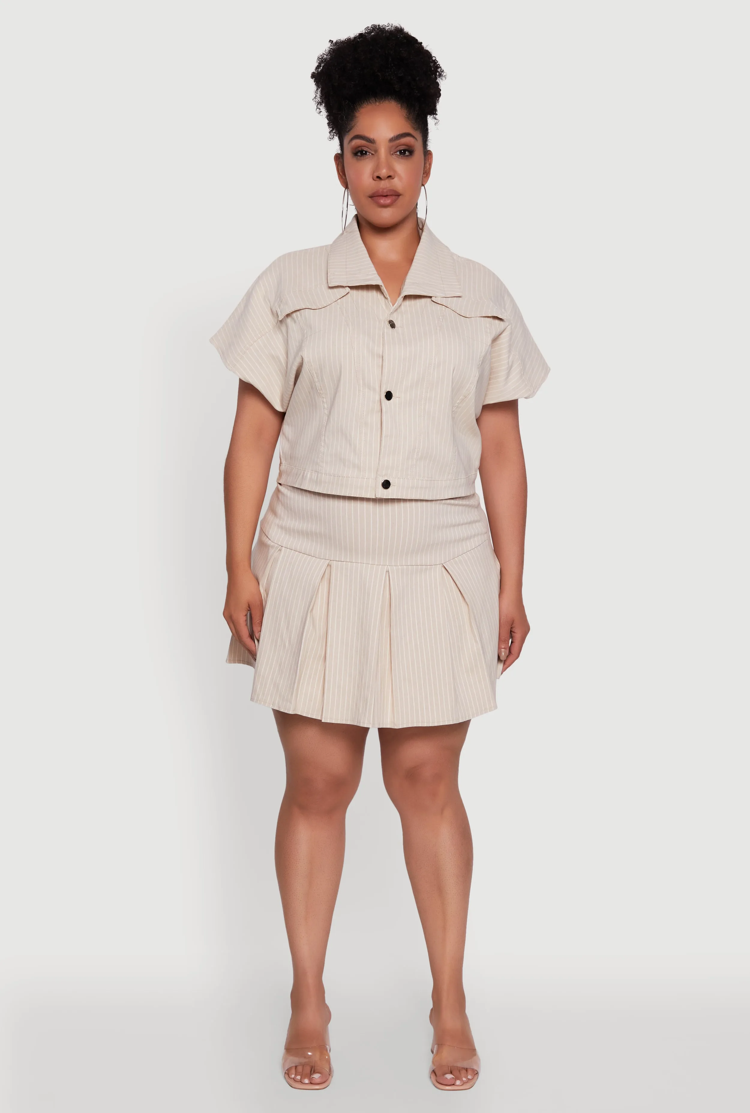 Plus Size Hyperstretch Pinstripe Mini Pleated Skirt sold by Rainbow product image thumbnail 2