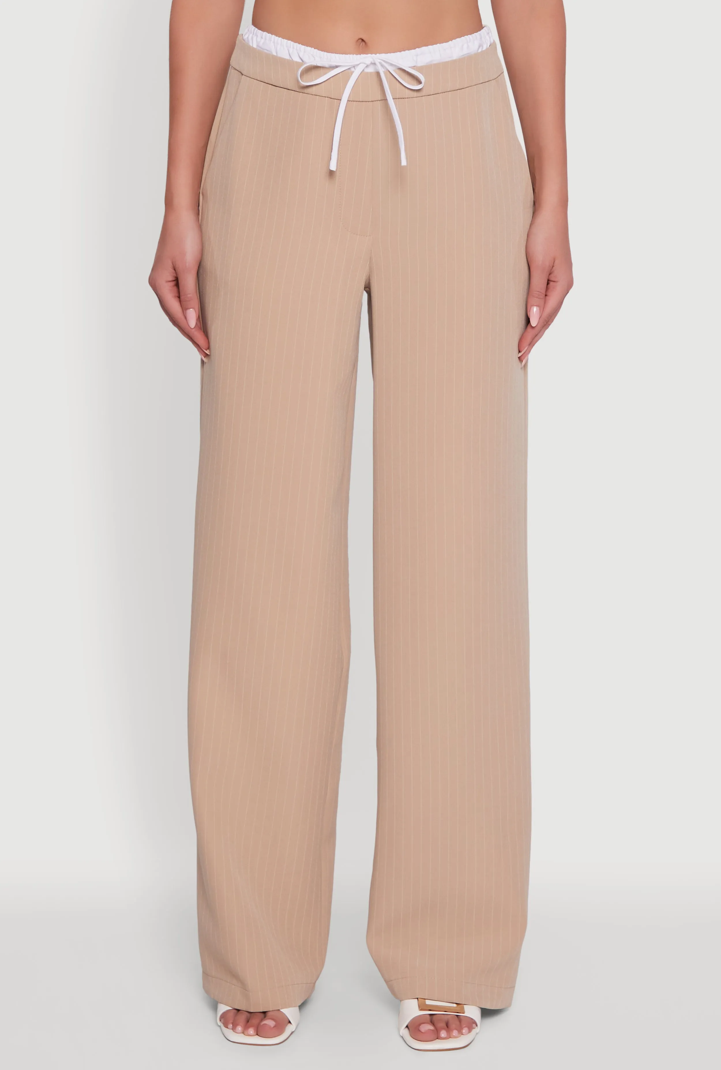 Iris Pinstripe High Waisted Wide Leg Pants with Tie Front sold by Rainbow product image thumbnail 3