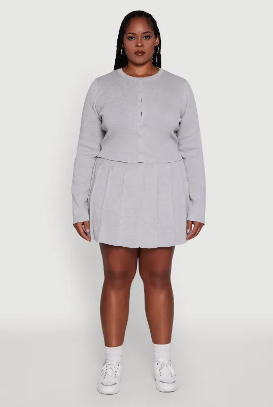 Plus Size High Waisted Solid Mini Pleated Skirt sold by Rainbow