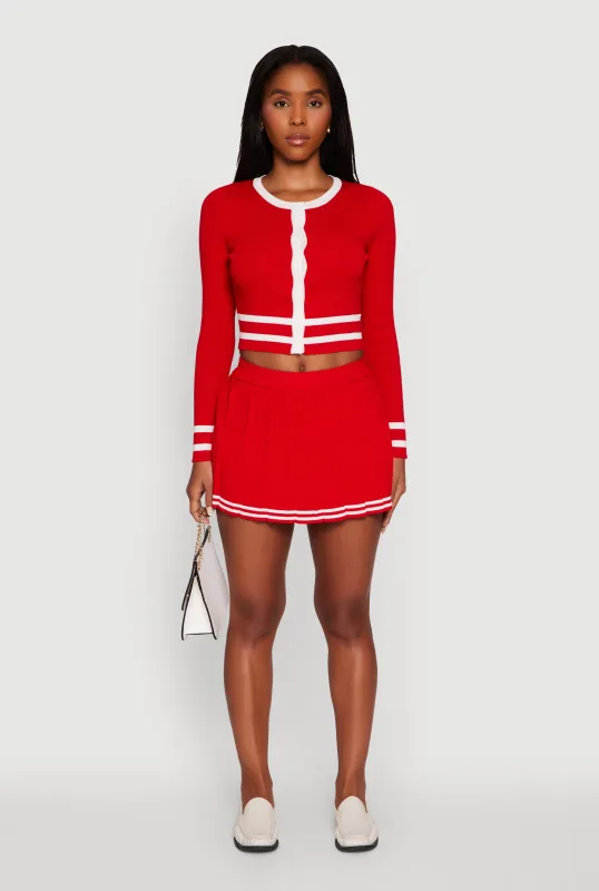 Varsity Stripe Pull On Pleated Skort sold by Rainbow