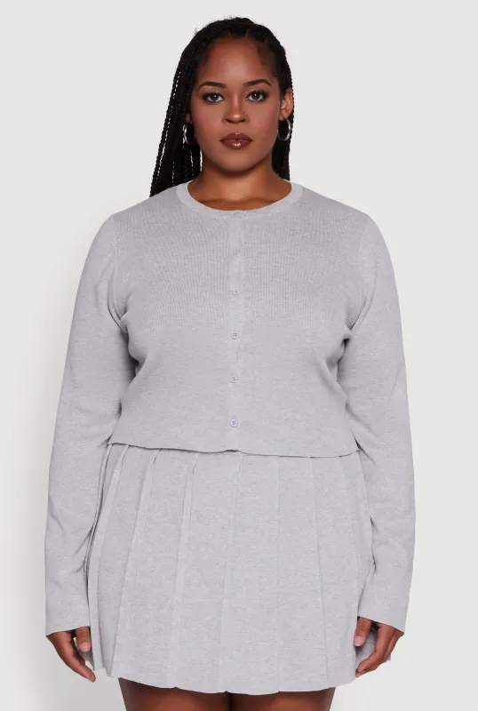 Plus Size Classic Fit Solid Button Front Cardigan sold by Rainbow