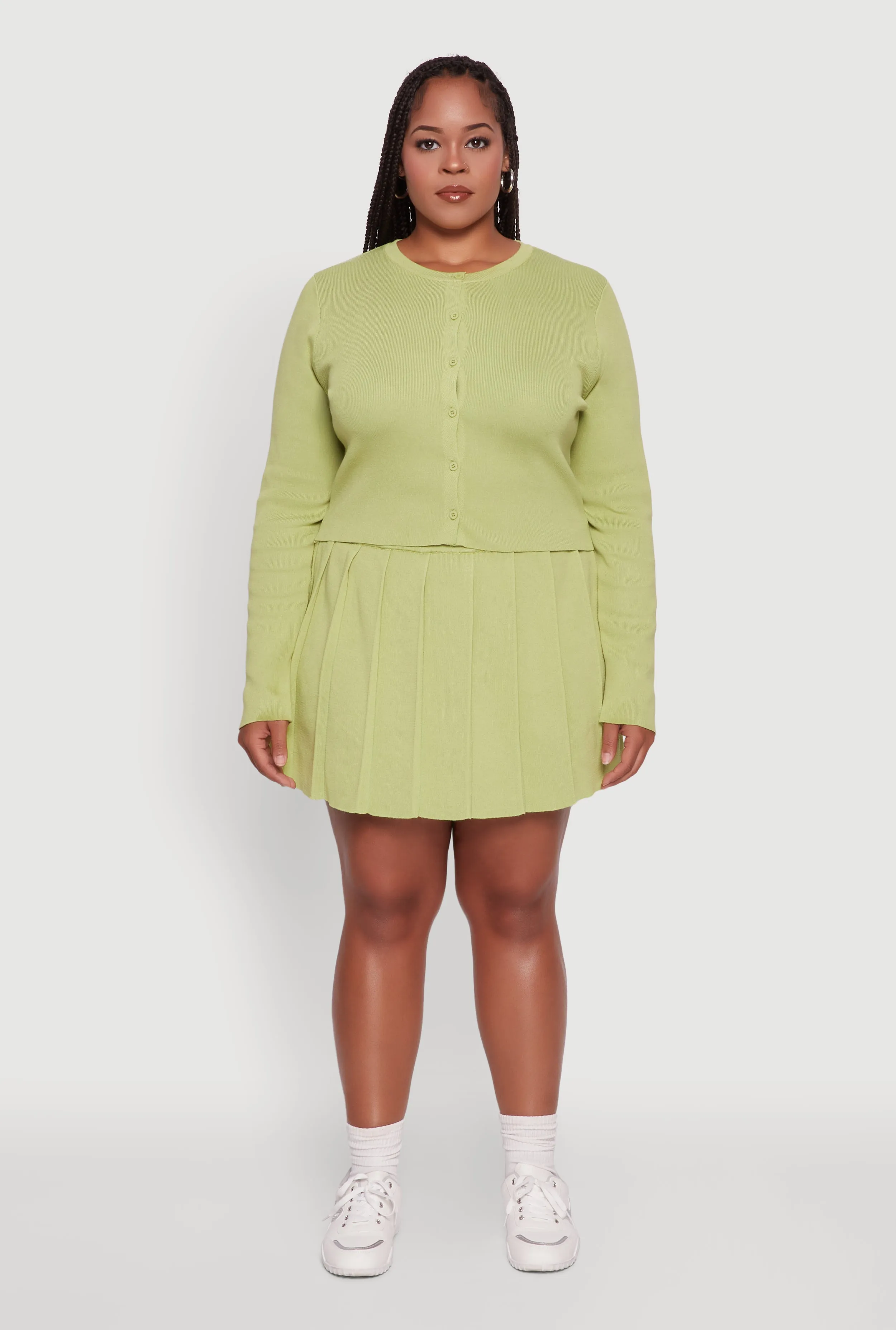 Plus Size High Waisted Solid Mini Pleated Skirt sold by Rainbow product image thumbnail 2