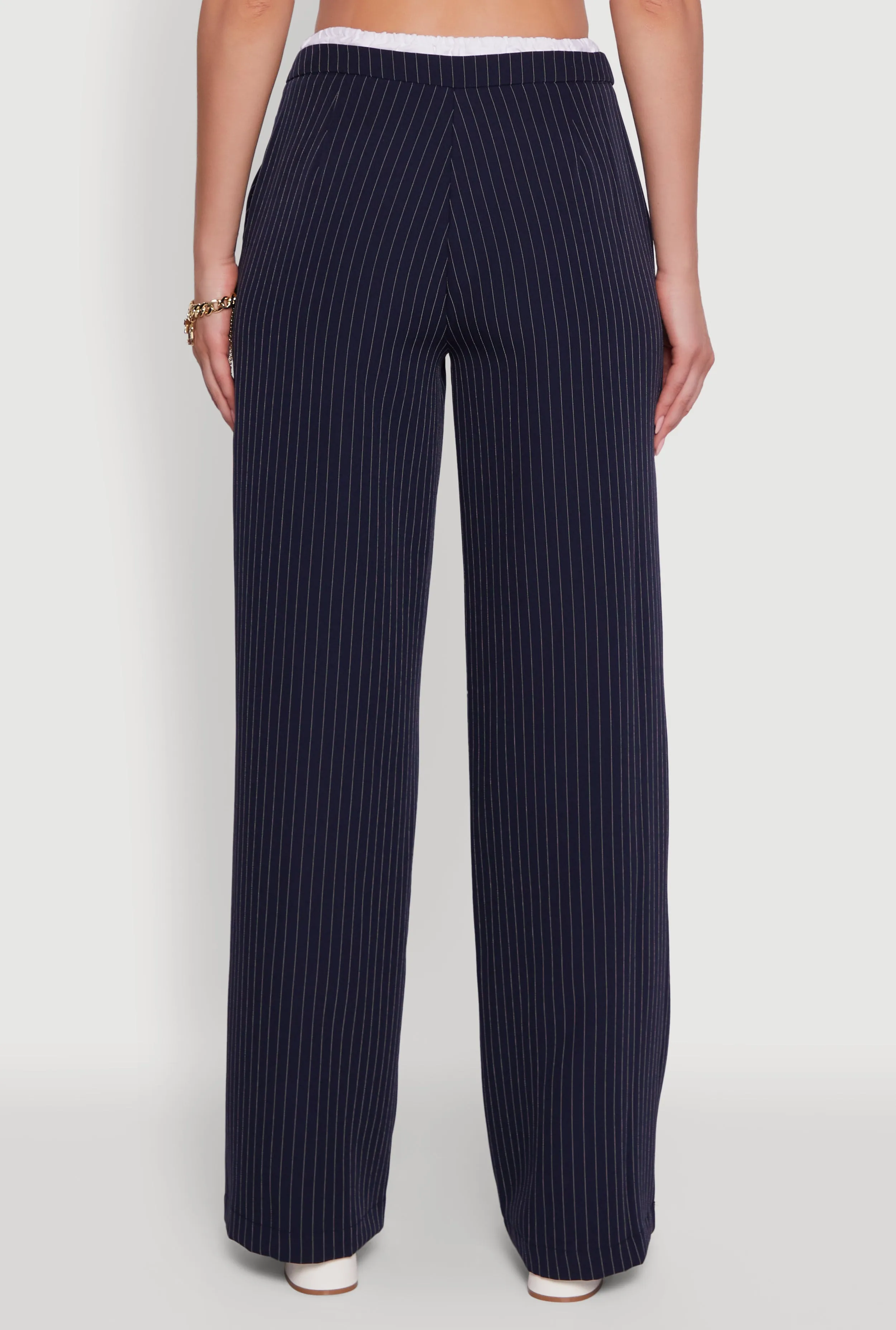 Iris Pinstripe High Waisted Wide Leg Pants with Tie Front sold by Rainbow product image thumbnail 5
