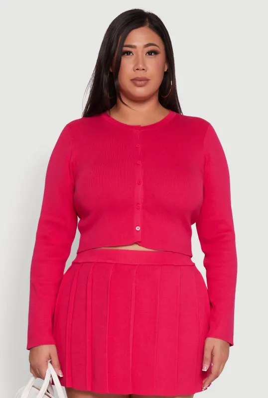 Plus Size Classic Fit Solid Button Front Cardigan sold by Rainbow