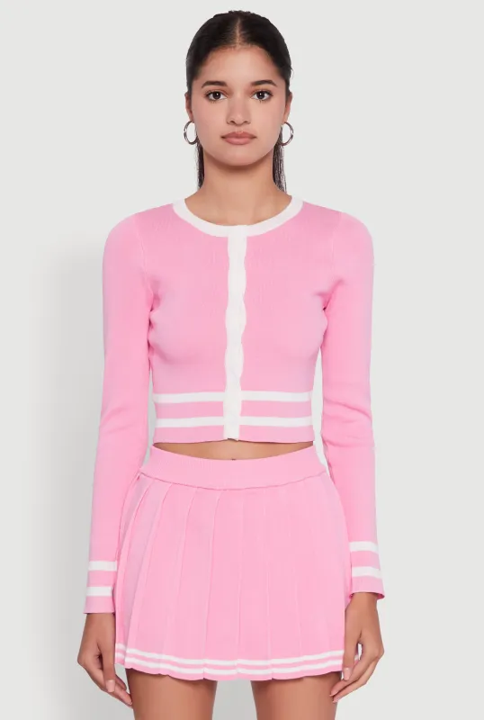 Daisy Button Front Contrast Trim Cardigan sold by Rainbow