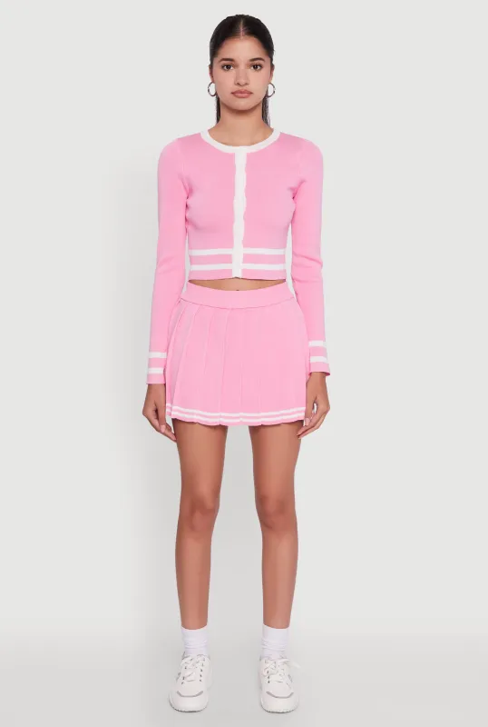 Varsity Stripe Pull On Pleated Skort sold by Rainbow