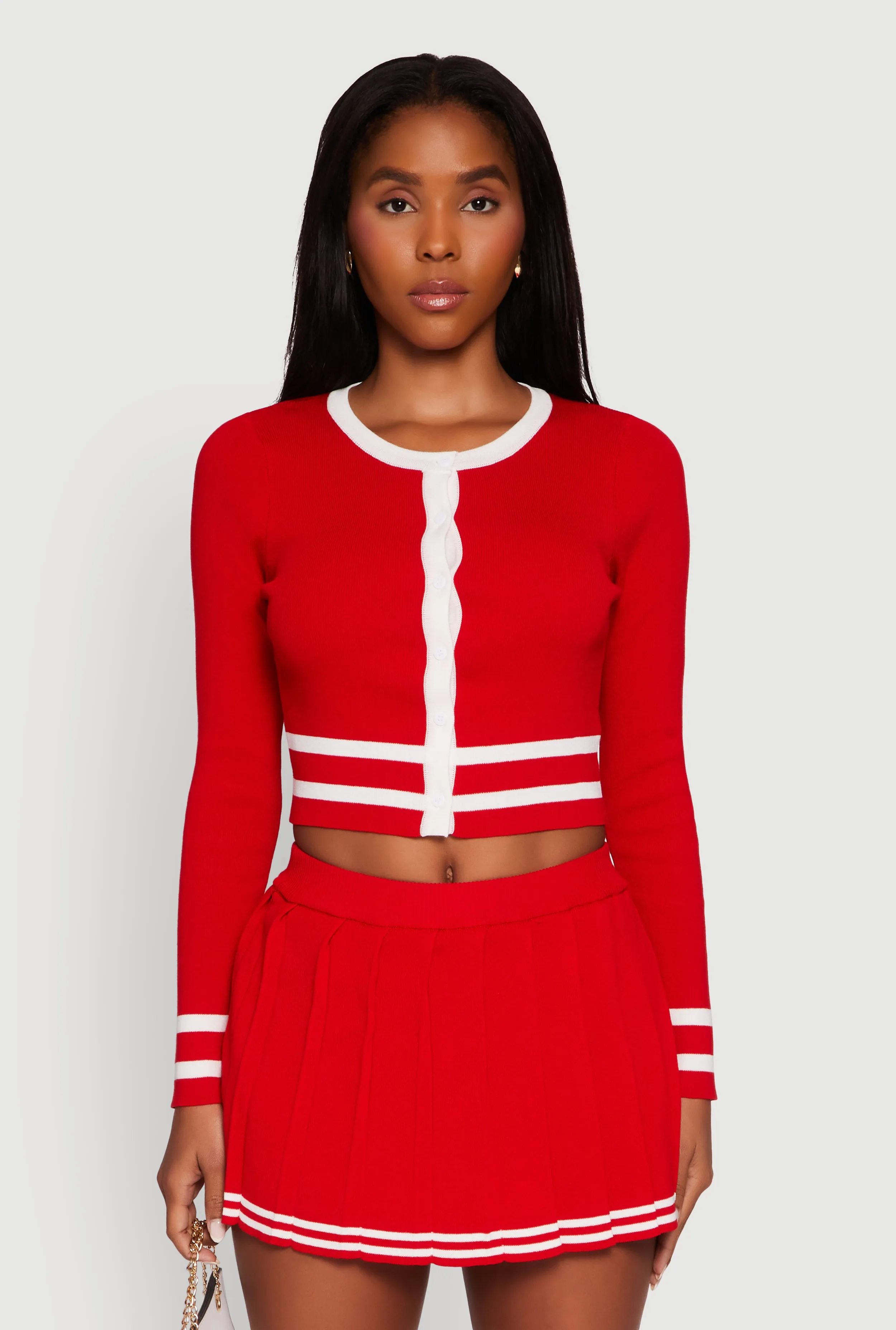 Daisy Button Front Contrast Trim Cardigan sold by Rainbow