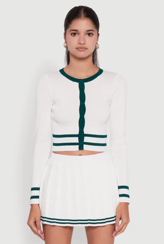 Daisy Button Front Contrast Trim Cardigan sold by Rainbow