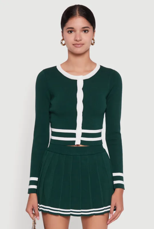 Daisy Button Front Contrast Trim Cardigan sold by Rainbow