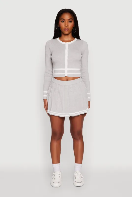 Varsity Stripe Pull On Pleated Skort sold by Rainbow