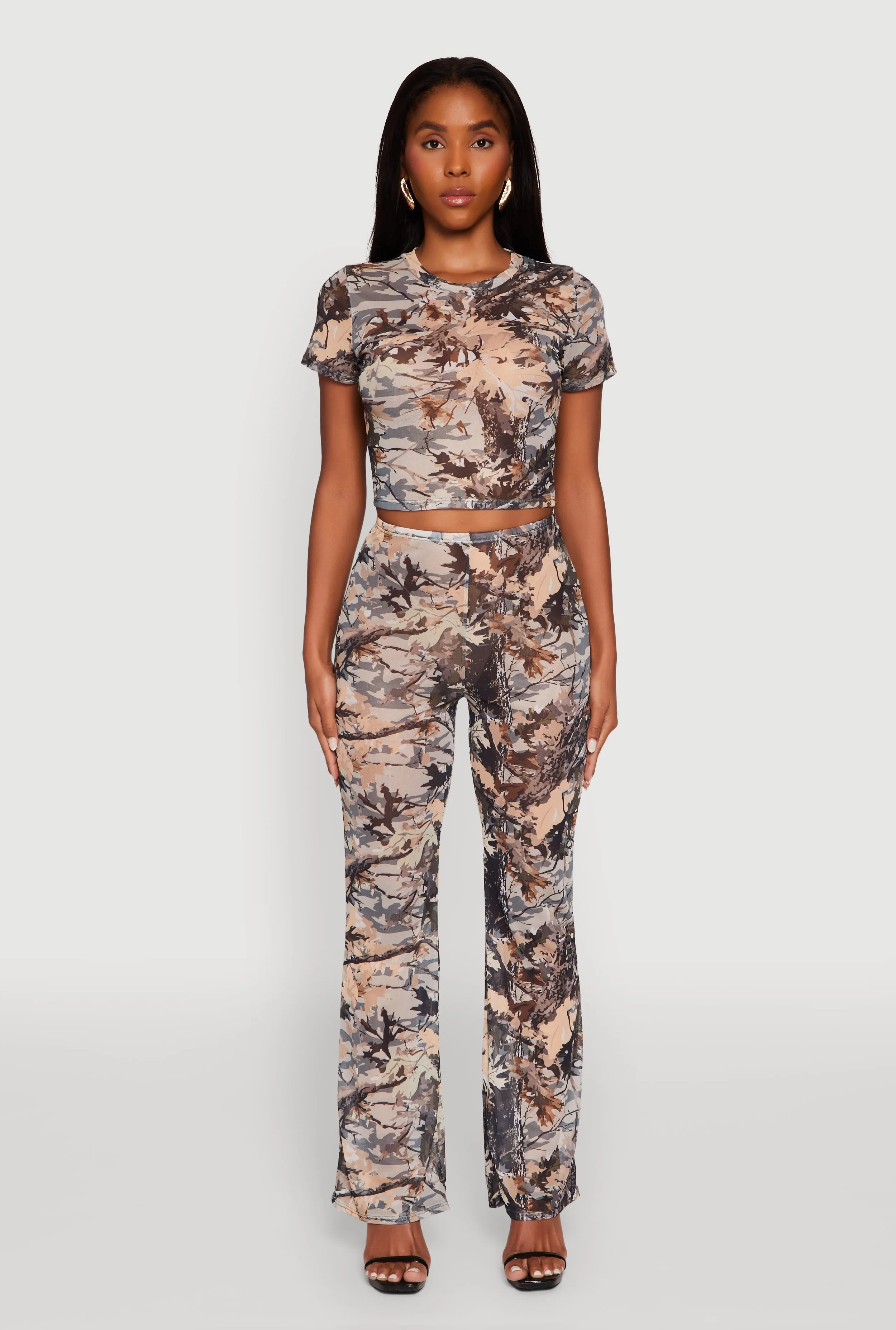Camo Leaf Print Mesh Crop Top sold by Rainbow product image thumbnail 2
