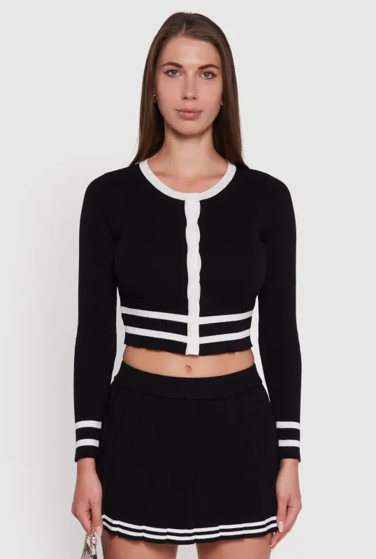 Daisy Button Front Contrast Trim Cardigan sold by Rainbow