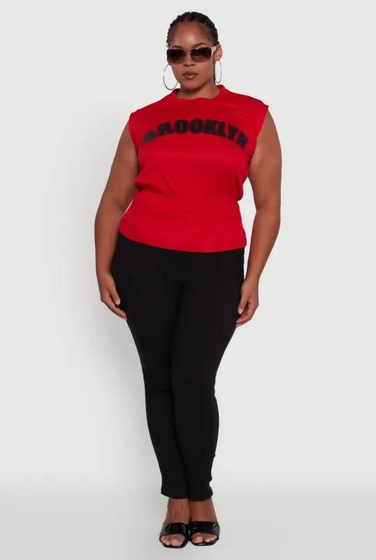 Plus Size Brooklyn Queen Smocked Waist Sleeveless Top sold by Rainbow