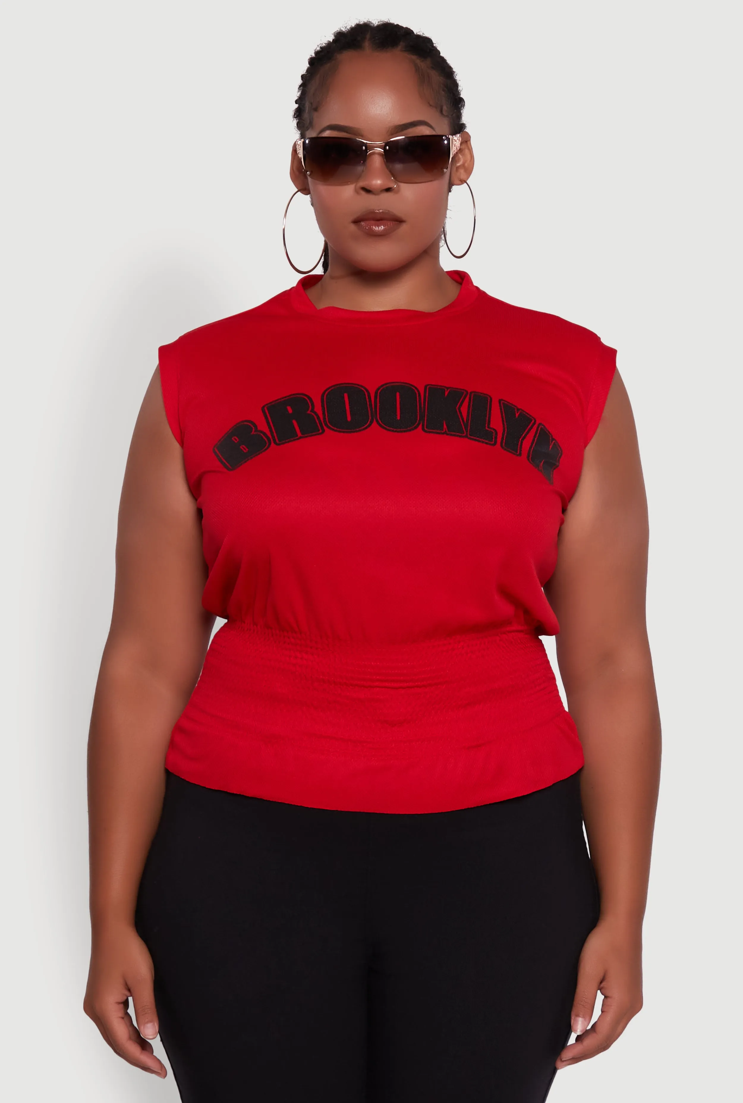 Plus Size Brooklyn Queen Smocked Waist Sleeveless Top sold by Rainbow product image thumbnail 2