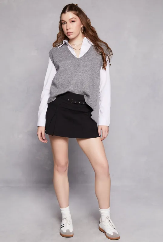 Haute Monde Belted Front Pleated Skirt sold by Rainbow