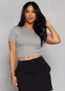 Crew Neck Basic Cropped Tee sold by Rainbow