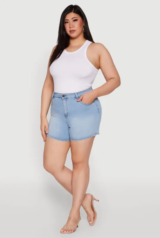 Plus Size WAX Basic Denim Shorts with Stretch sold by Rainbow