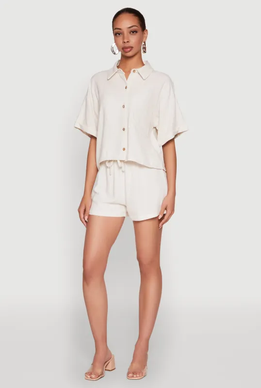 Iris Linen Drawstring Shorts sold by Rainbow
