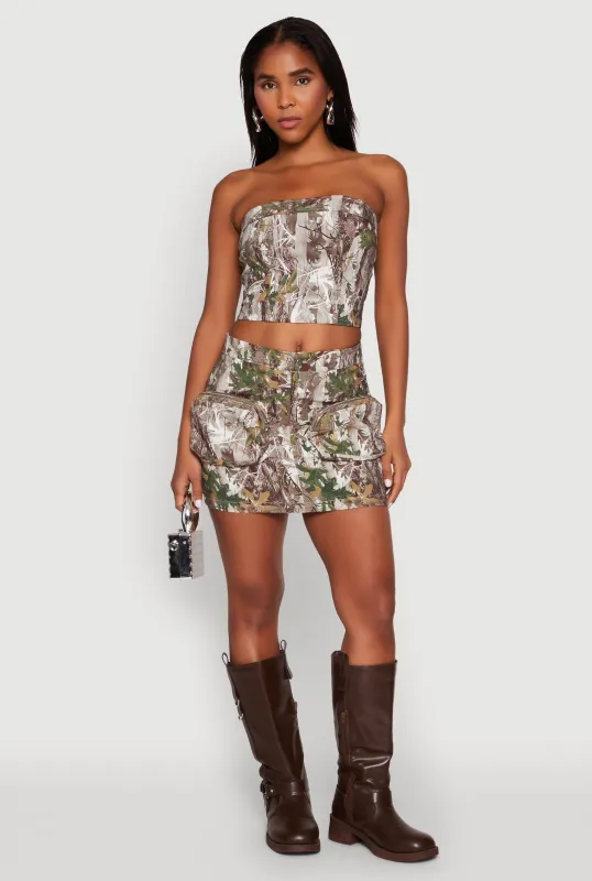 Hunter Camo Print Zip Cargo Pocket Skirt sold by Rainbow