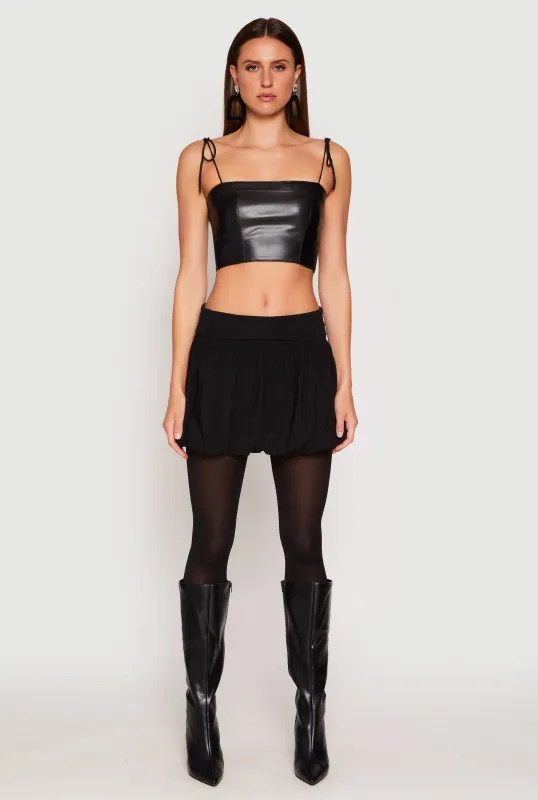 Almost Famous Fold Over Waist Mini Bubble Skirt sold by Rainbow