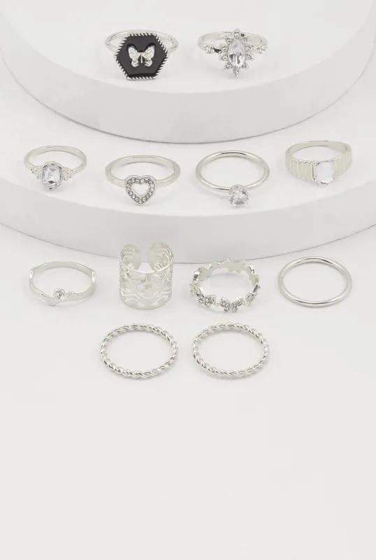 Butterfly Cubic Zirconia Assorted Rings Set of 12 sold by Rainbow