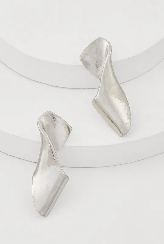 Curved Metallic Drop Earrings sold by Rainbow
