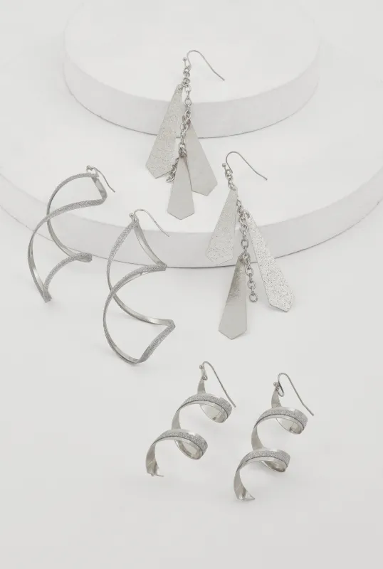Spiral Geometric Drop Earring Trio sold by Rainbow