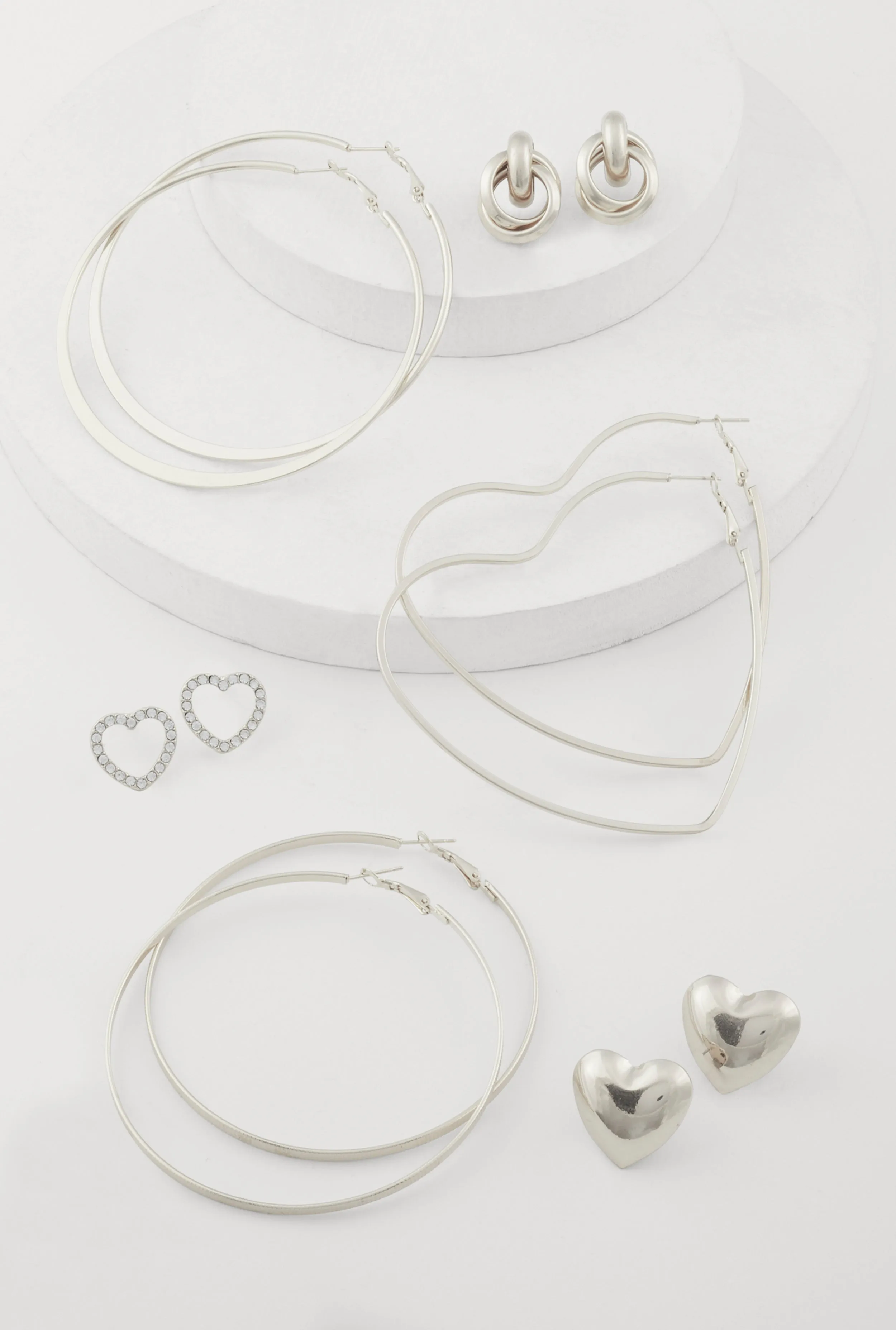 Heart Stud and Hoop Earrings Set of 6 sold by Rainbow