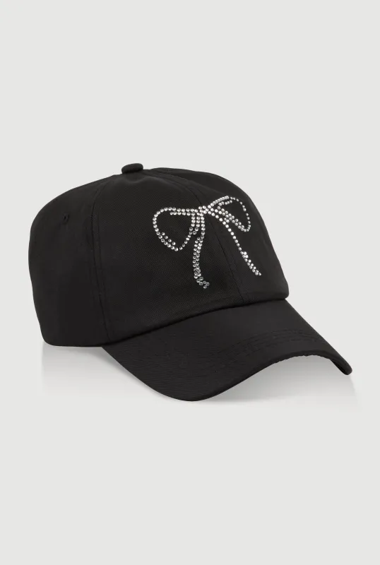 Rhinestone Bow Baseball Cap sold by Rainbow