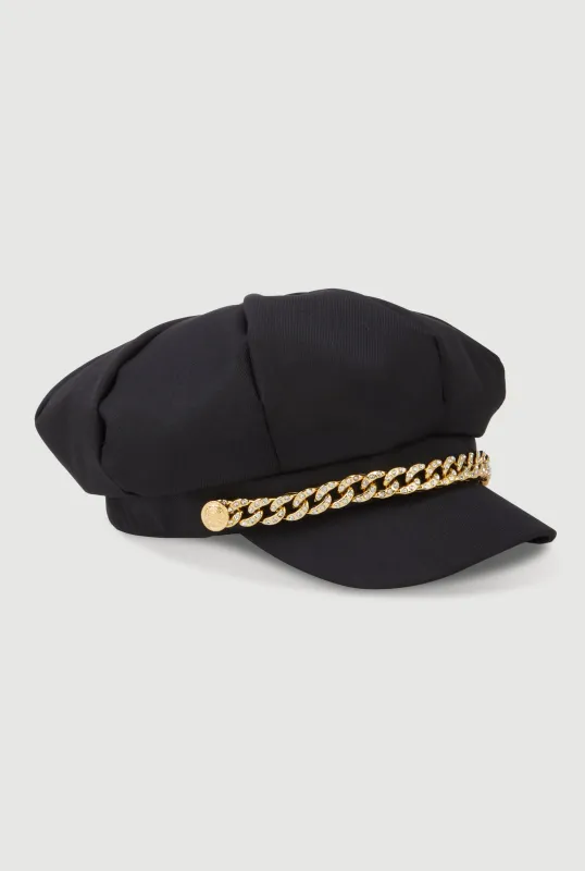 Rhinestone Chain Detail Cabbie Hat sold by Rainbow