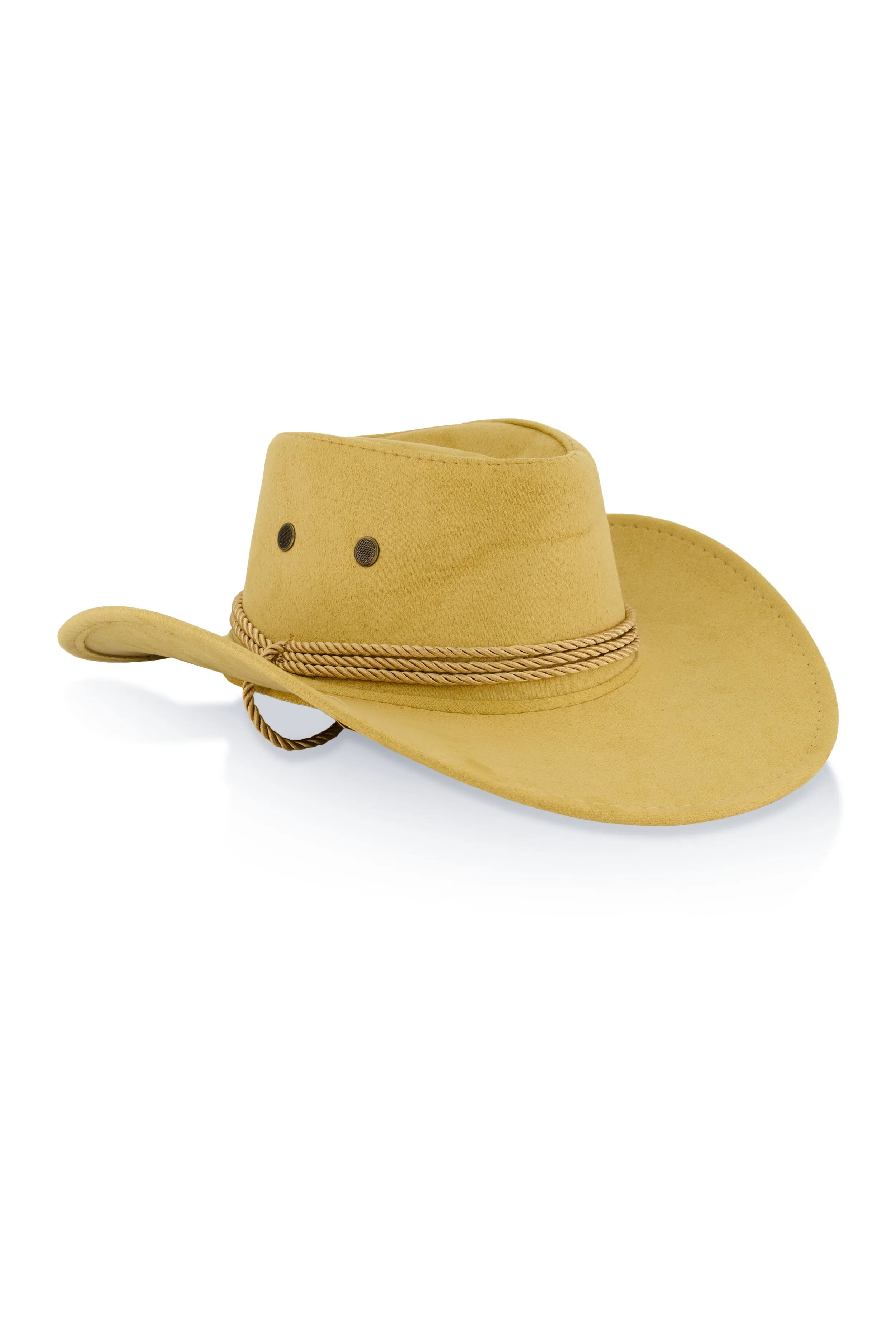 Faux Suede Chin Strap Cowboy Hat sold by Rainbow