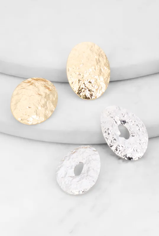 Textured Hammered Detail Earrings sold by Rainbow