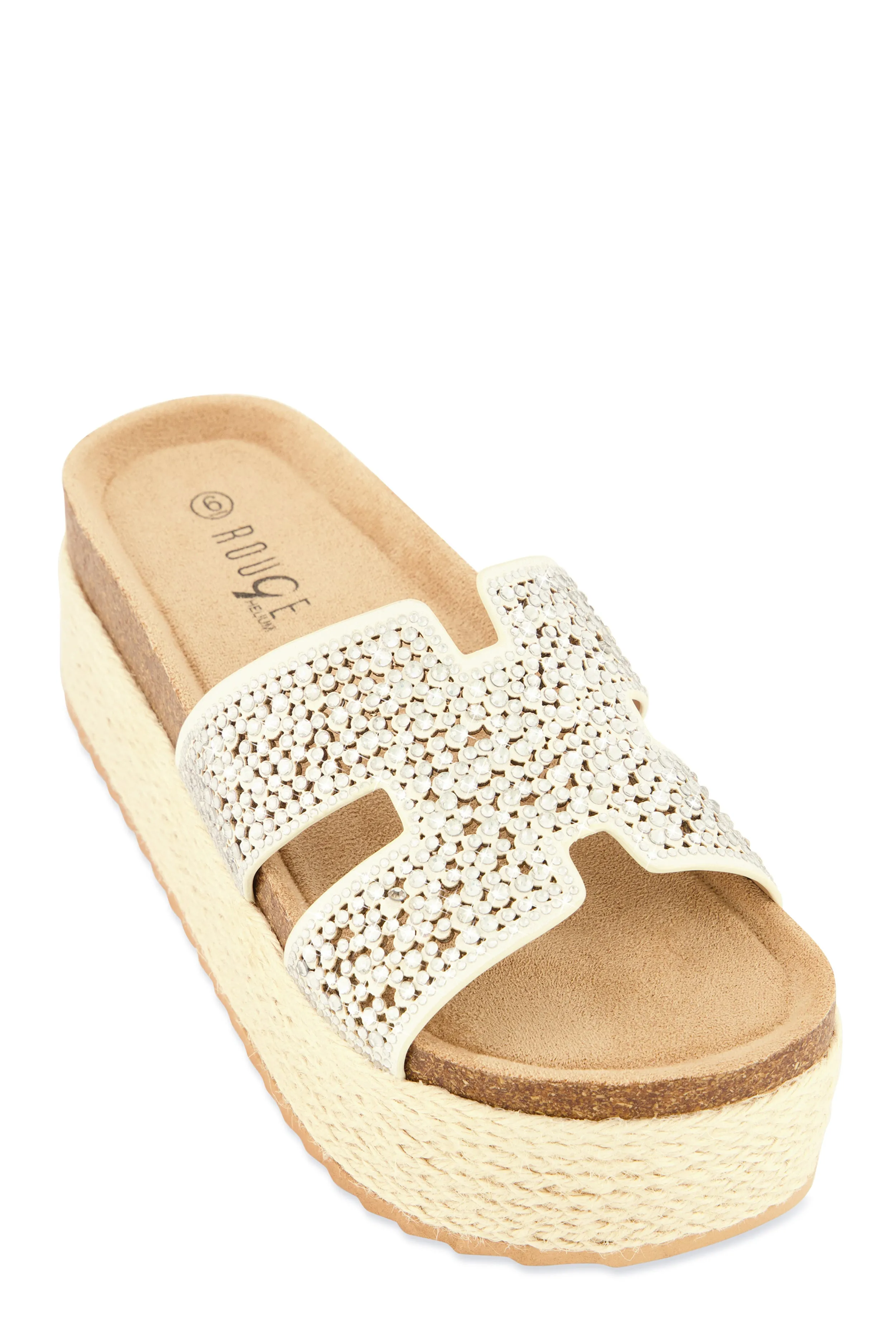 Embellished Band Espadrille Platform Slide Sandals sold by Rainbow product image thumbnail 4