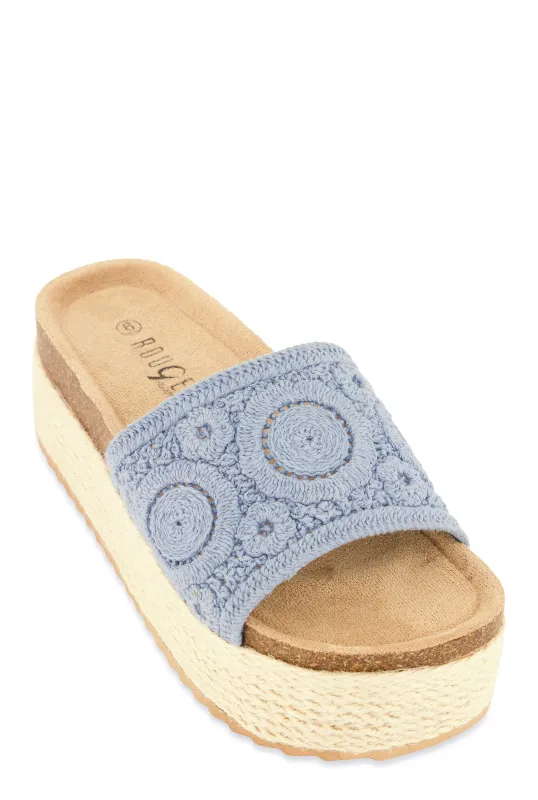 Crochet Band Platform Slide Sandals sold by Rainbow