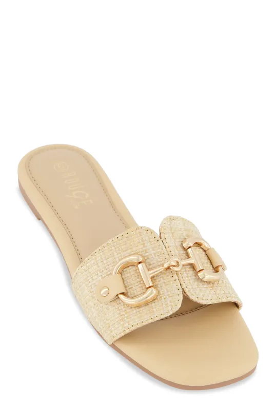 Metallic Horsebit Single Band Slide Sandals sold by Rainbow