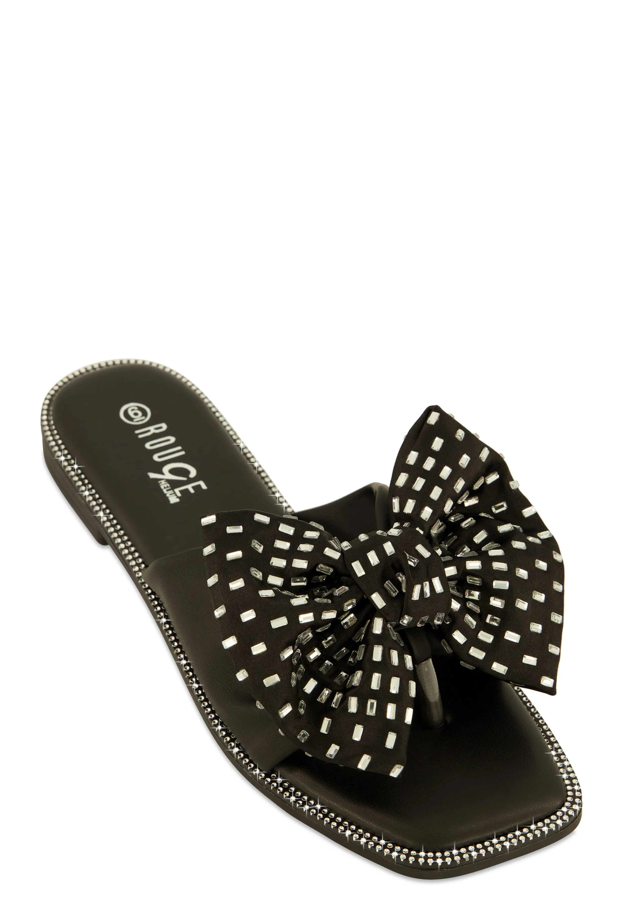 Rhinestone Bow Thong Slide Sandals sold by Rainbow