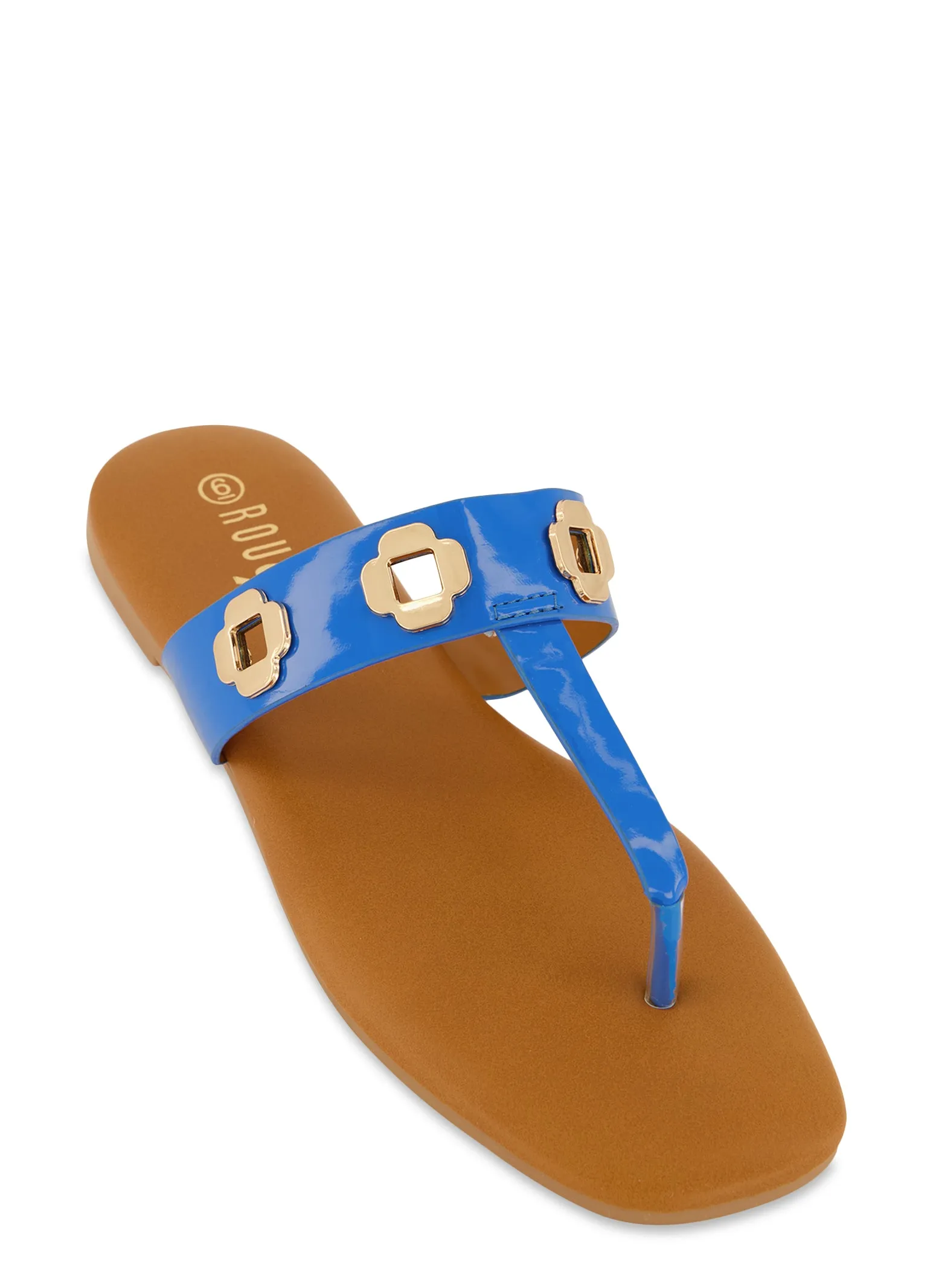 Geometric Metallic Eyelet Thong Slide Sandals sold by Rainbow product image thumbnail 4