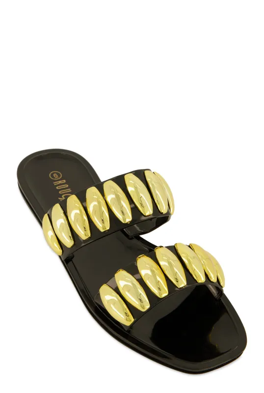 Studded Double Band Jelly Sandals sold by Rainbow