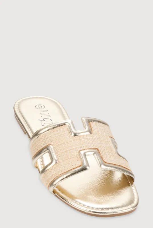 Woven Cut Out Band Slide Sandals sold by Rainbow