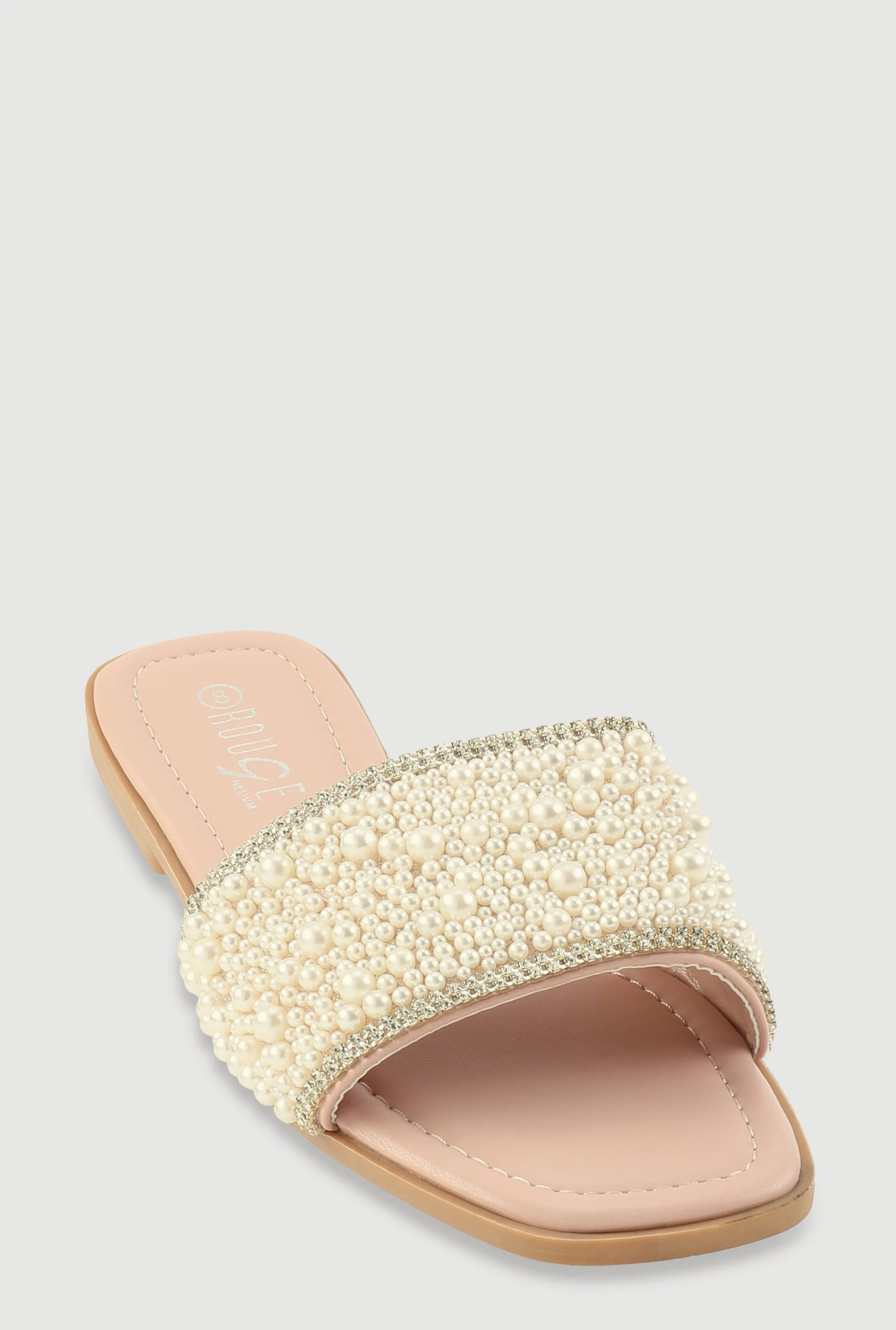 Faux Pearl Band Slide Sandals sold by Rainbow