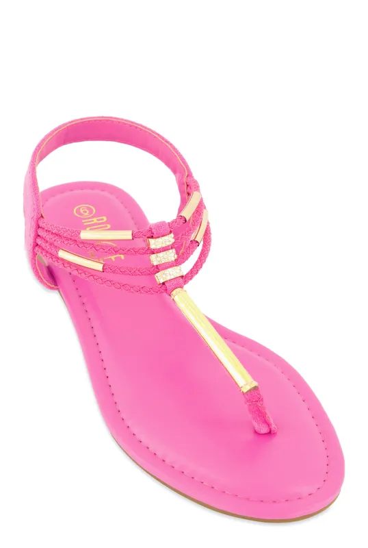 Metallic Detail Corded Thong Sandals sold by Rainbow