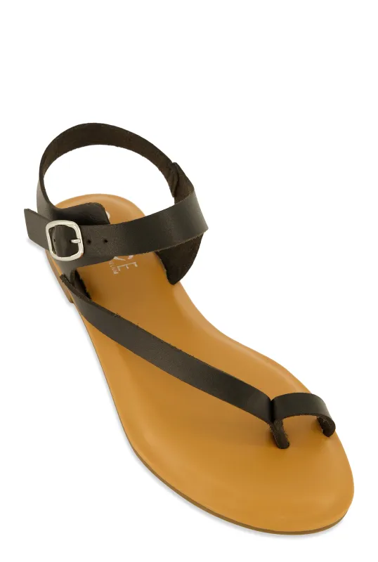 Toe Loop Asymmetrical Ankle Strap Sandals sold by Rainbow