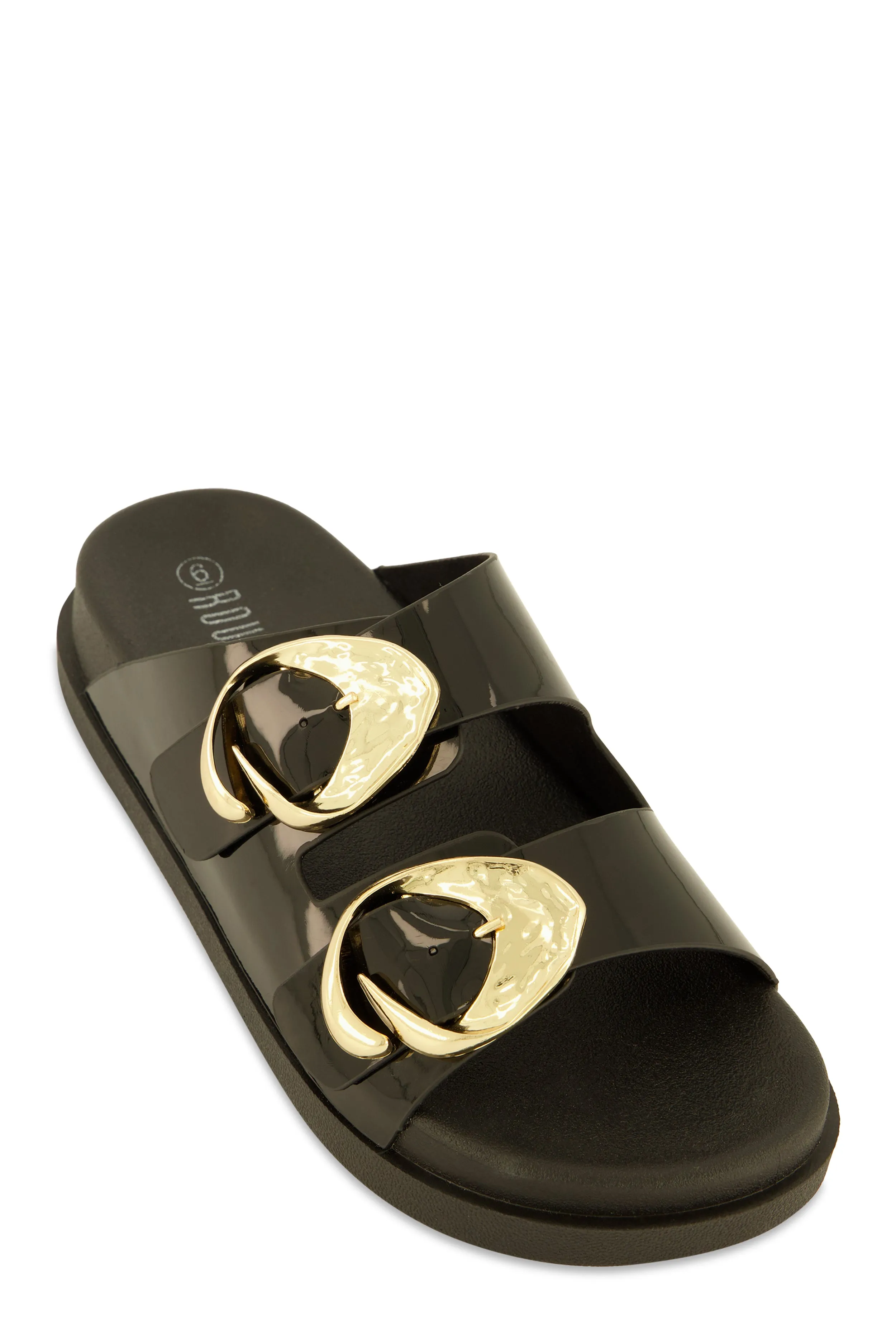 Double Buckle Band Footbed Sandals sold by Rainbow