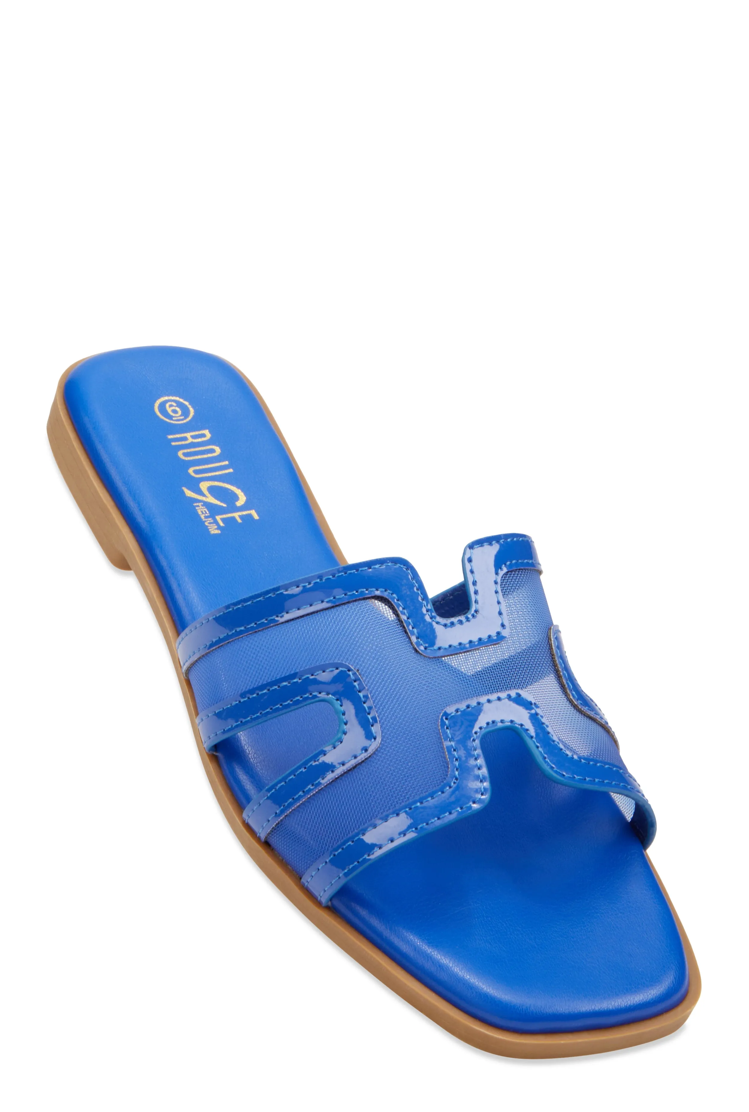 Mesh Insert Cut Out Band Slide Sandals sold by Rainbow