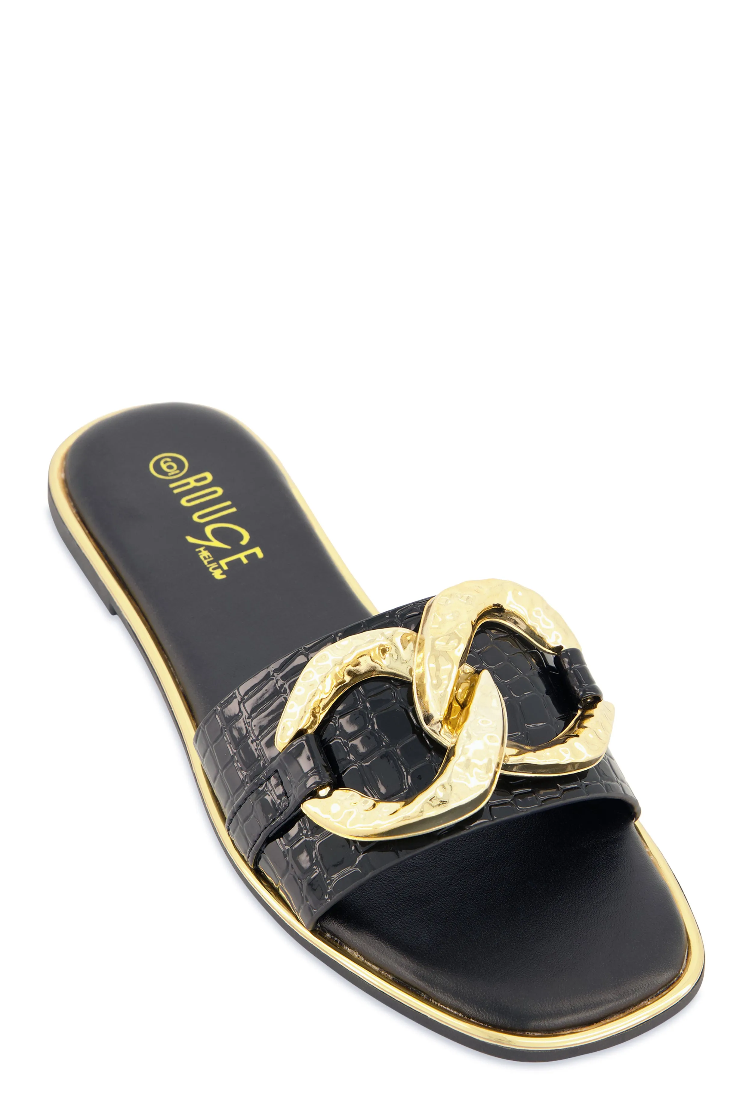 Oversized Chain Detail Band Slide Sandals sold by Rainbow product image thumbnail 2