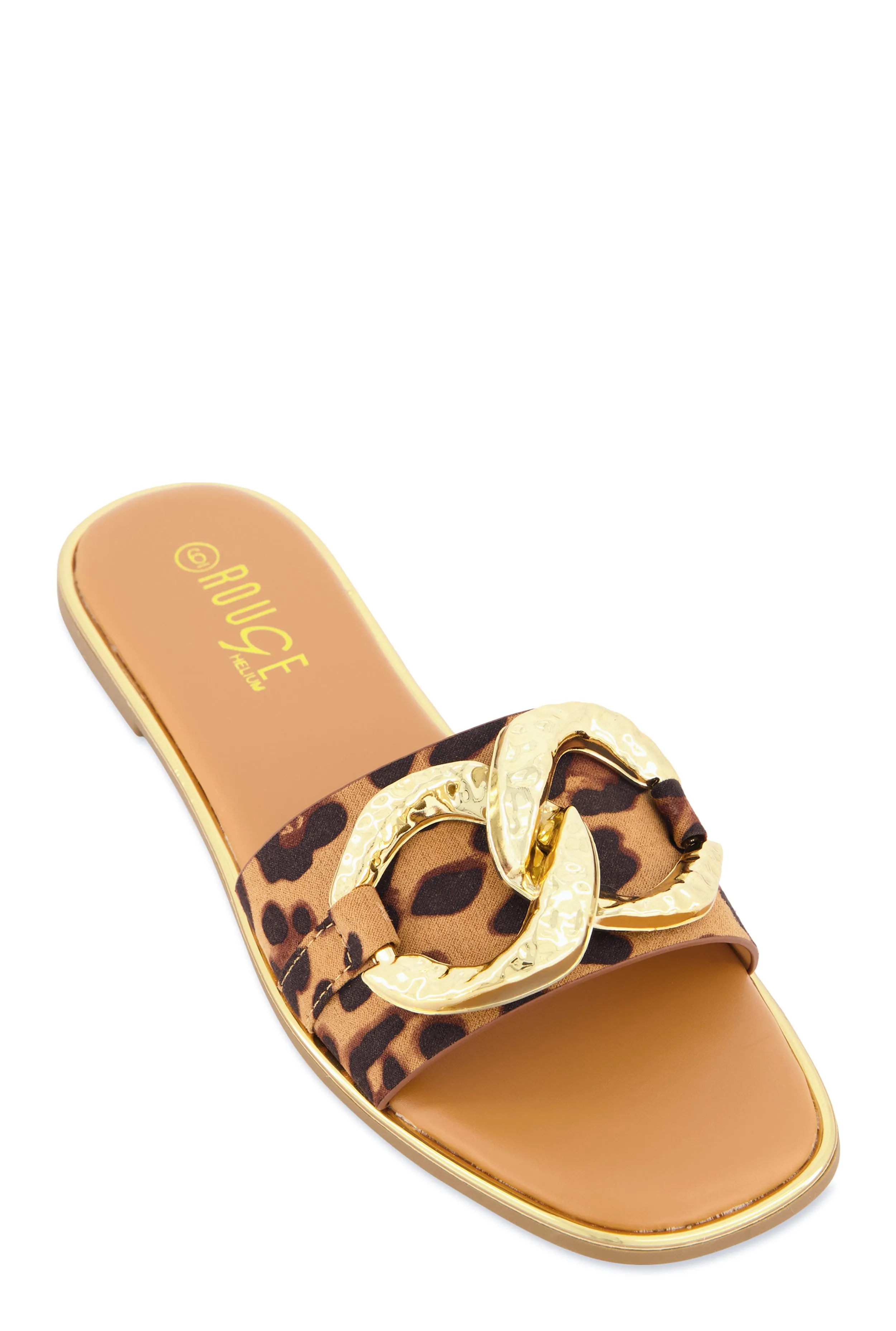 Oversized Chain Detail Band Slide Sandals sold by Rainbow