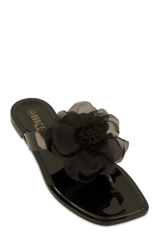 Floral Detail Jelly Thong Sandals sold by Rainbow