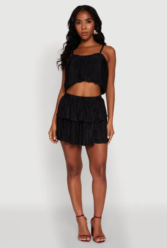 Plisse Tiered Mini Skirt sold by Rainbow