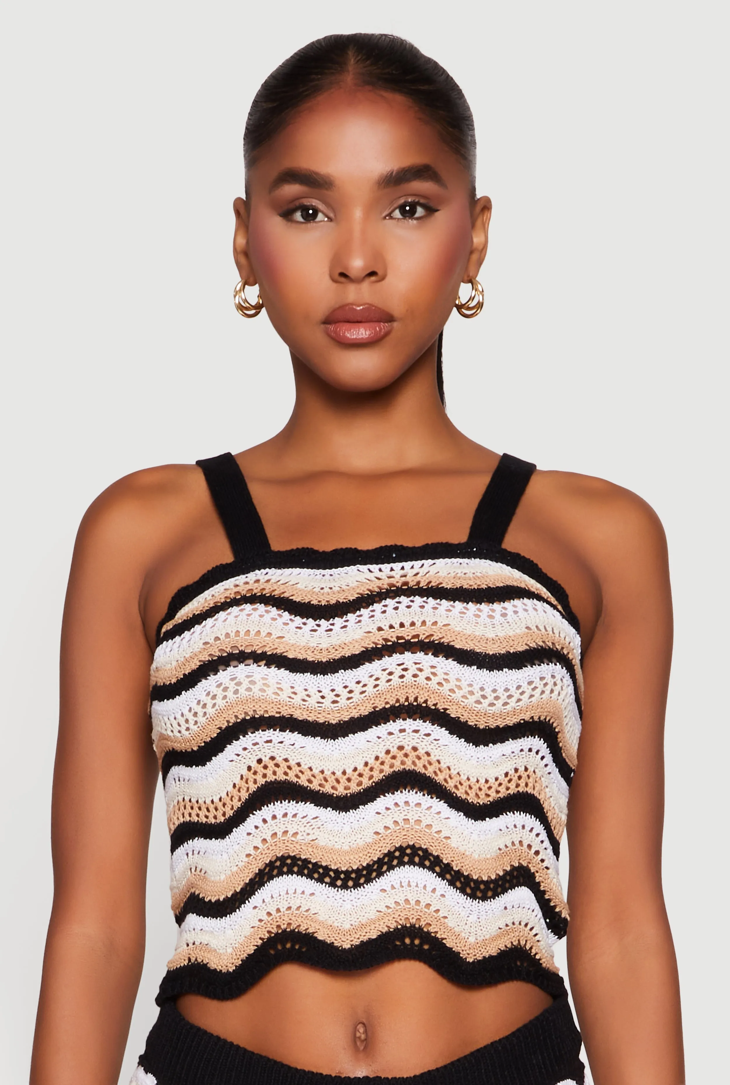 Wavy Striped Crochet Crop Top sold by Rainbow