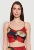 Mesh Rose Print Ruched Crop Top sold by Rainbow